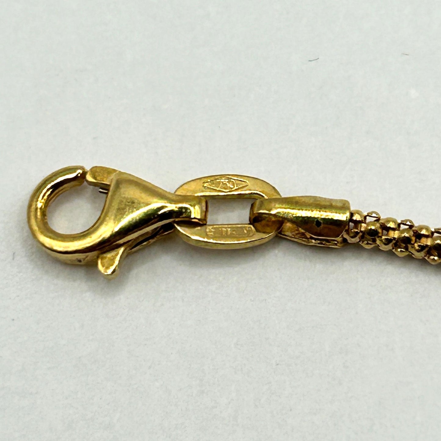 18k Gold Italy Popcorn Mesh Bracelet 2mm x 7.6" Long - Lobster Clasp