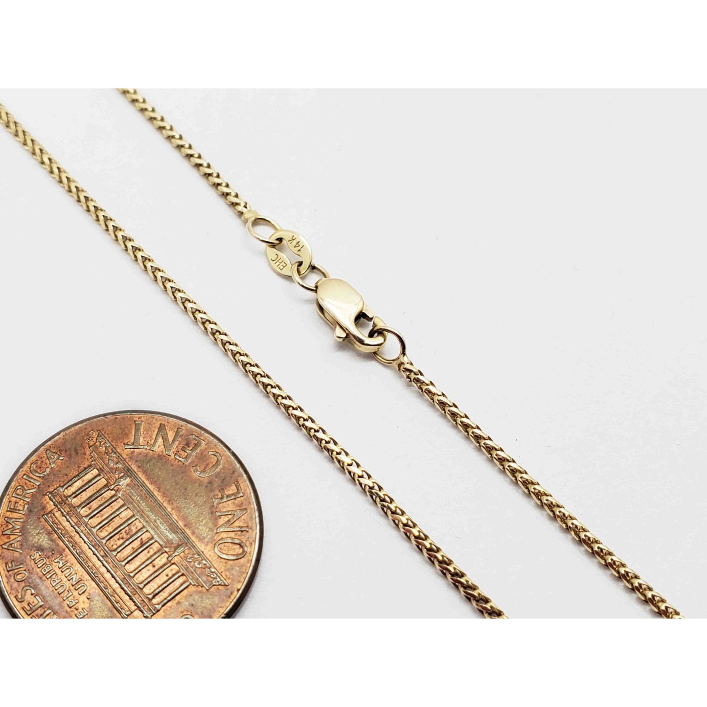 Thin Foxtail Chain Necklace 14k Gold 18" Long