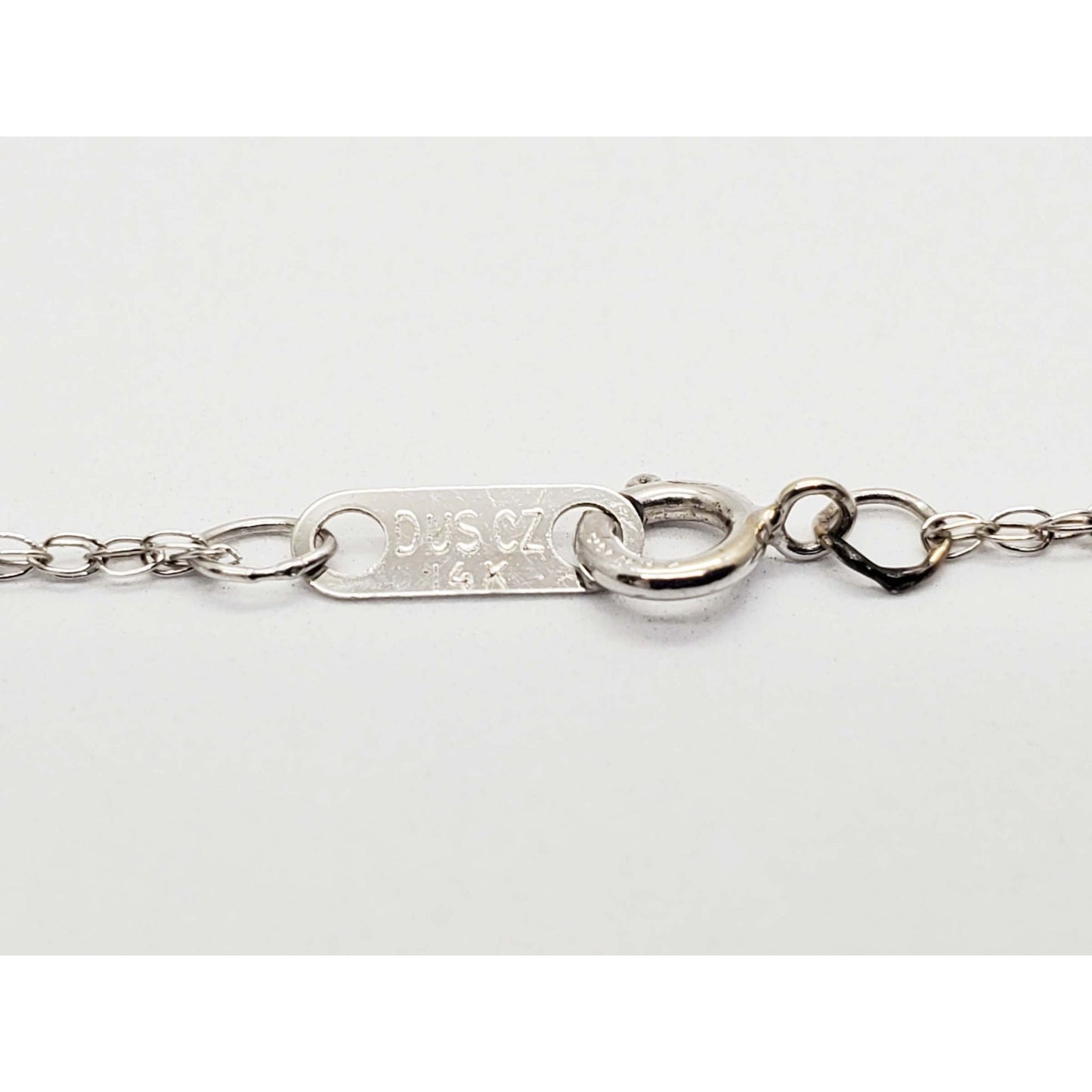 CZ Tri Oval Drop Pendant Chain Necklace 14k White Gold