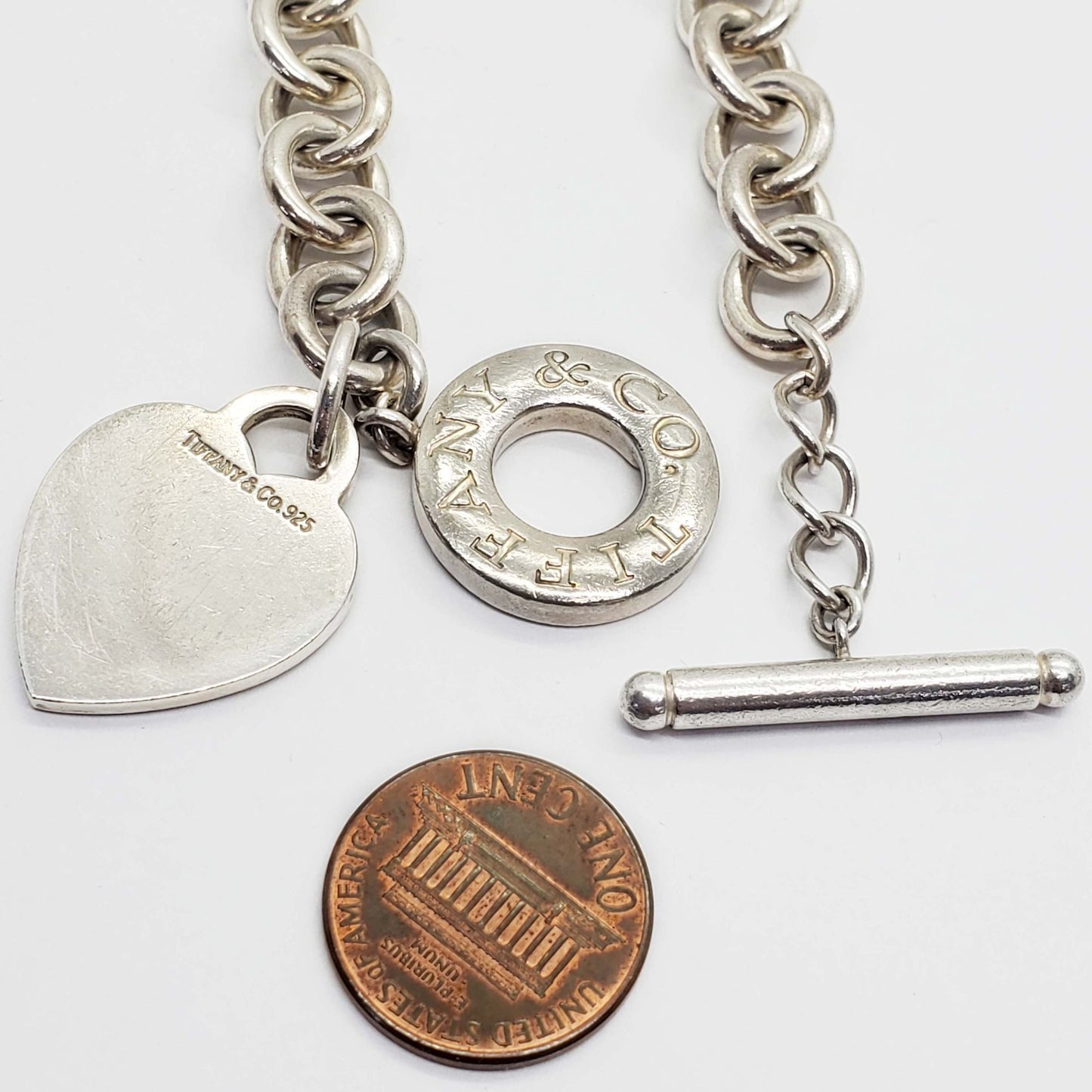 Vintage Tiffany & Co Heart Tag Toggle Necklace Sterling Silver 16" Long