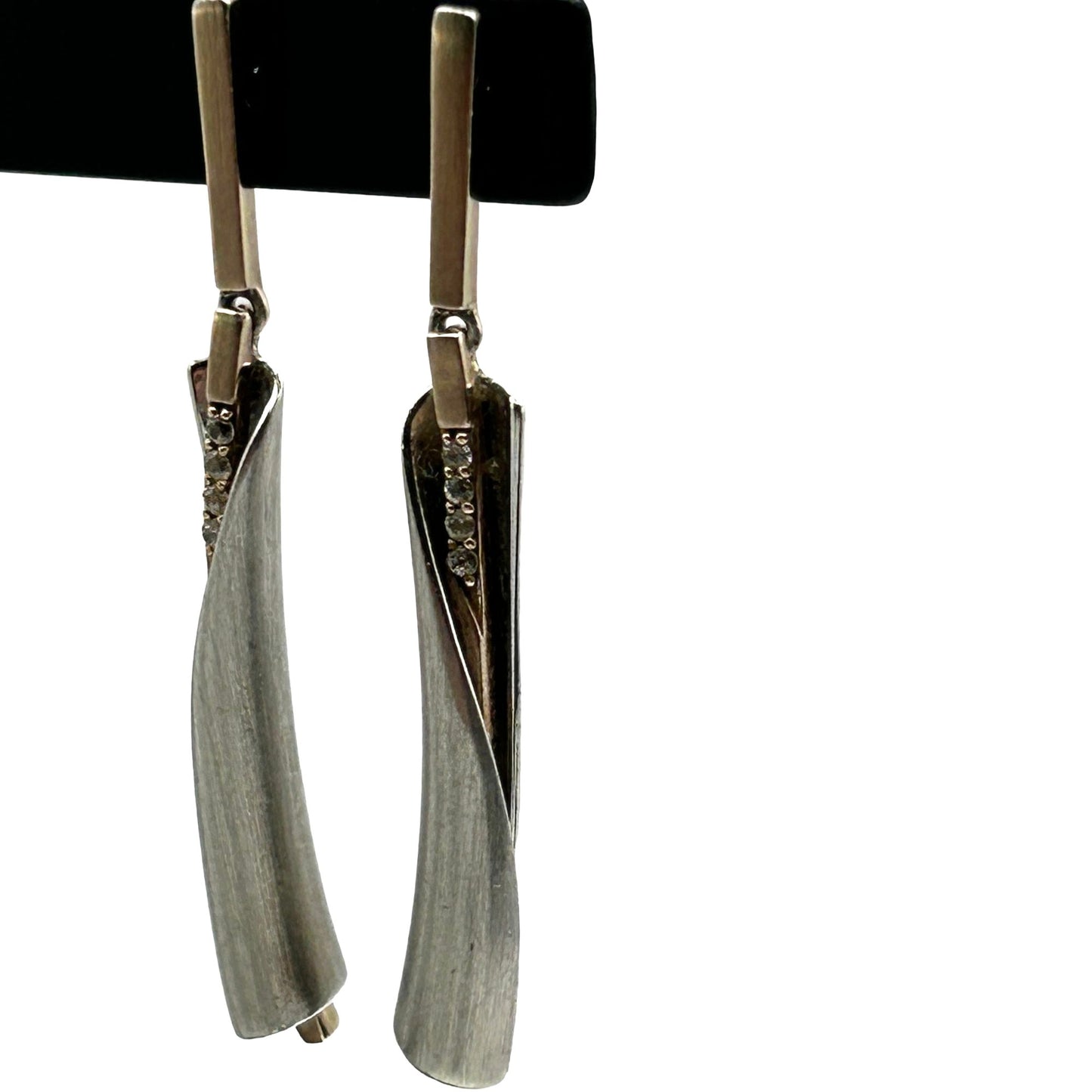 Breuning Designer 925 Sterling Silver & White Sapphire Dangle Earrings