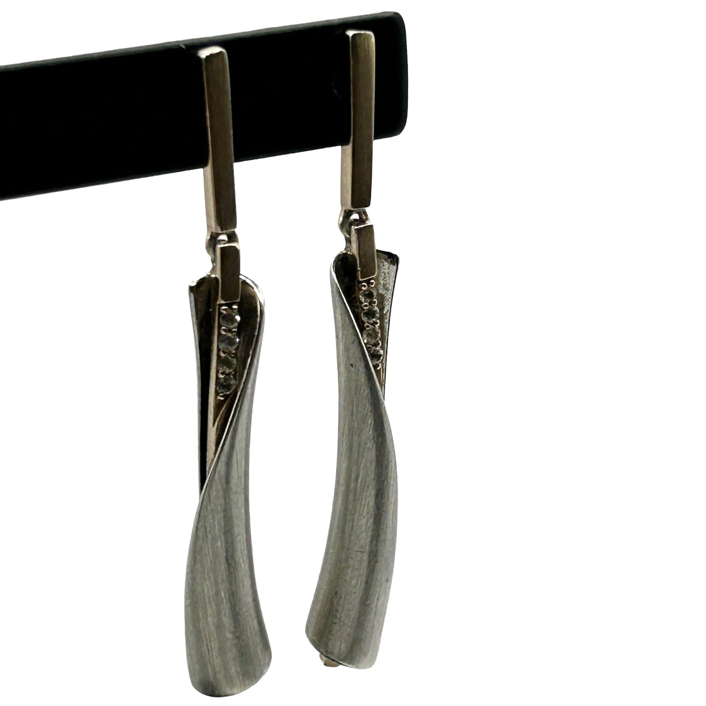 Breuning Designer 925 Sterling Silver & White Sapphire Dangle Earrings