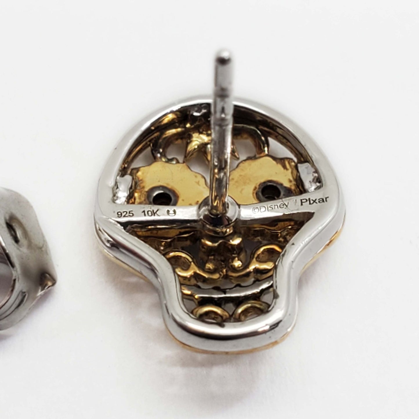 Disney Treasures Coco Garnet & Diamond Sugar Skull Earrings Sterling Silver & 10k Rose Gold