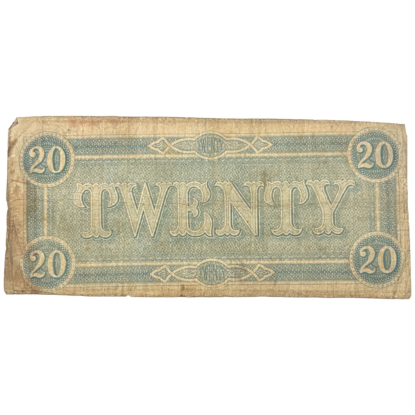 Rare Series I 1864 Confederate States Of America $20 Bill - Circulated Banknote