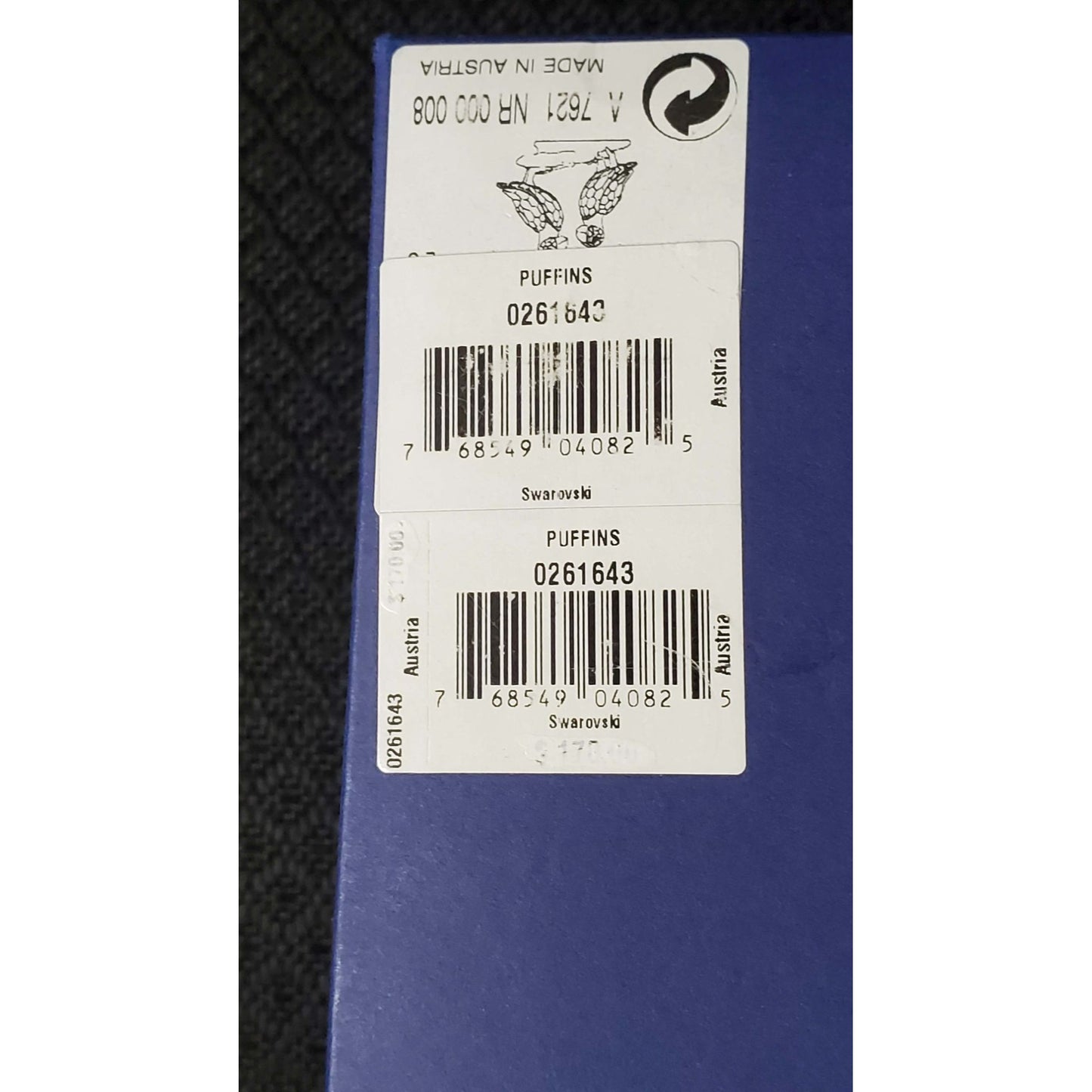 Swarovski Crystal #0261643 "Puffins" Birds with Original Box & COA