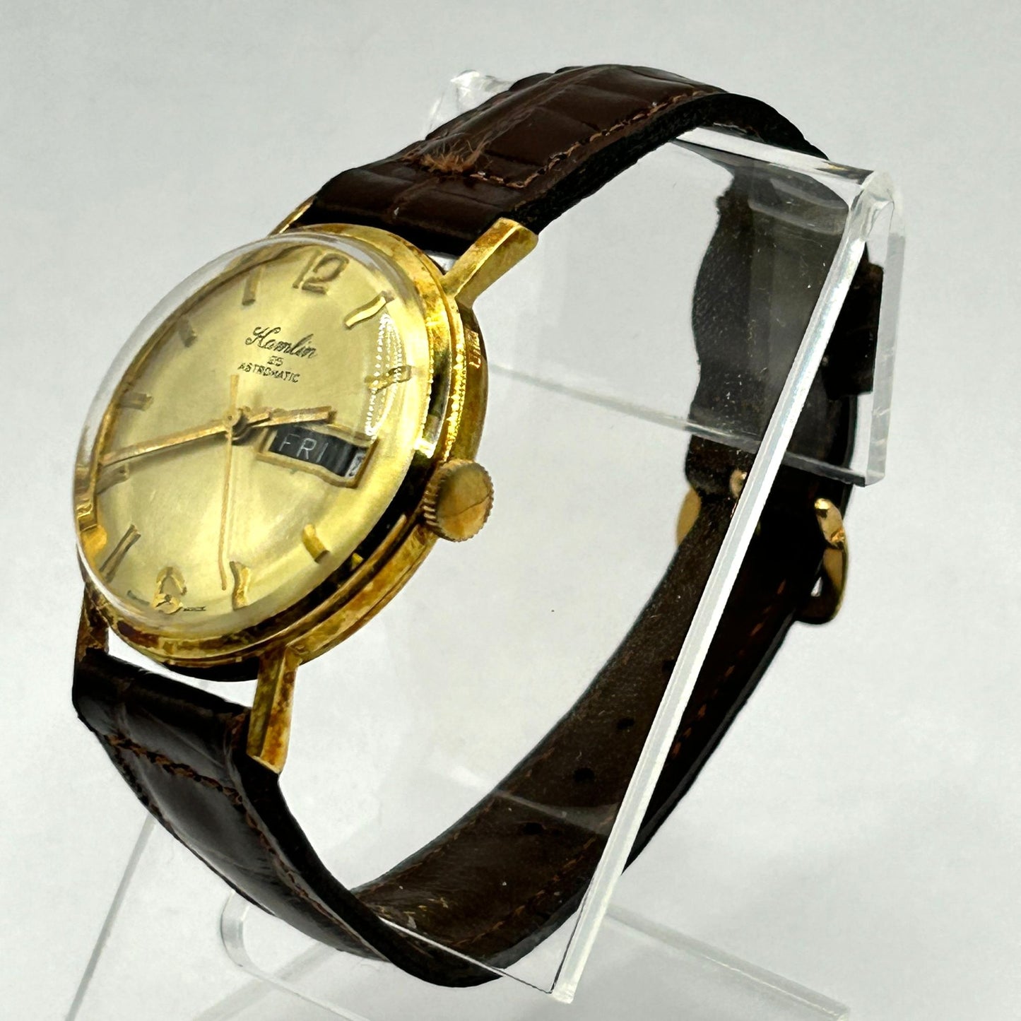 Vintage Hamlin Astromatic Mechanical Swiss Made Men's Day-Date Watch - WORKING