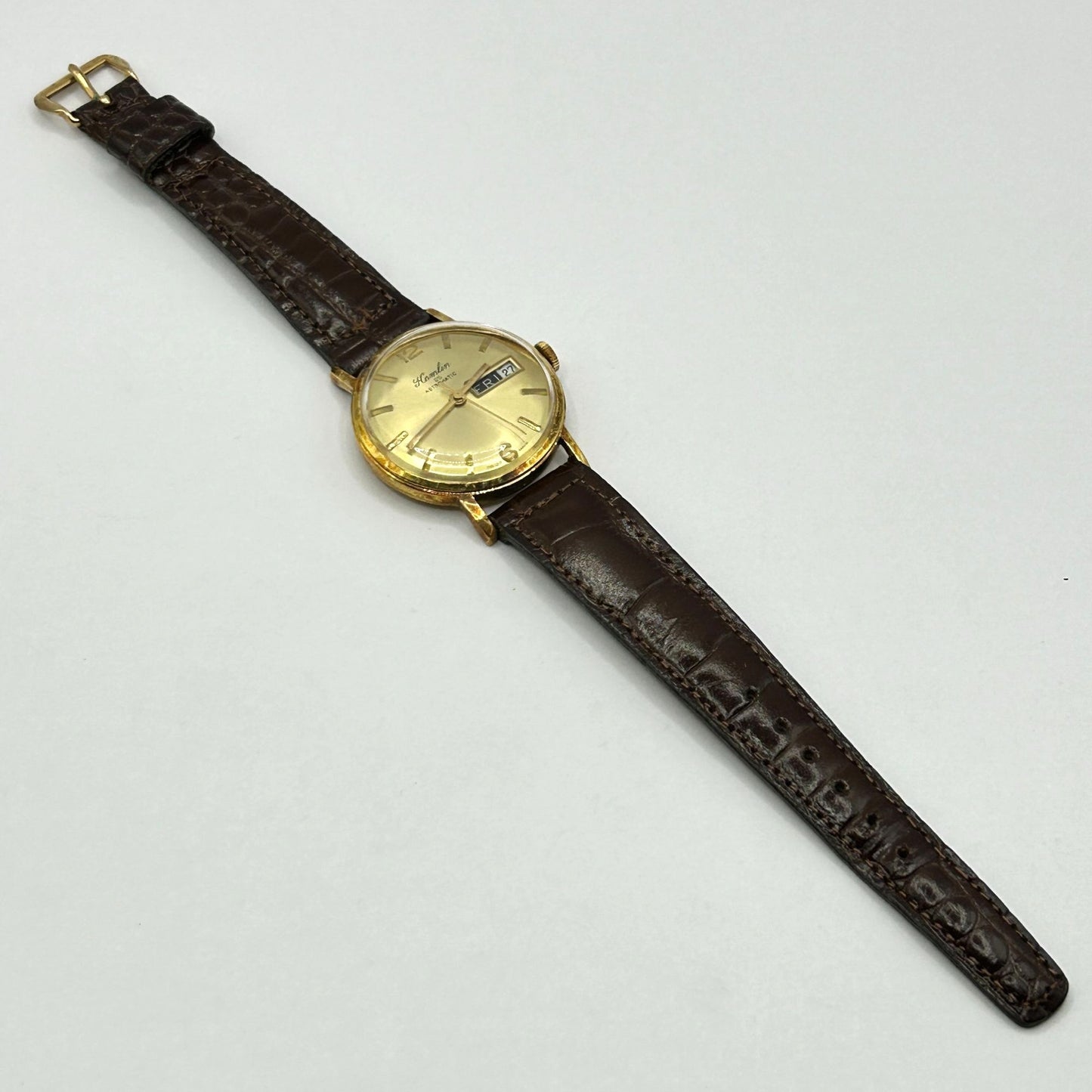 Vintage Hamlin Astromatic Mechanical Swiss Made Men's Day-Date Watch - WORKING