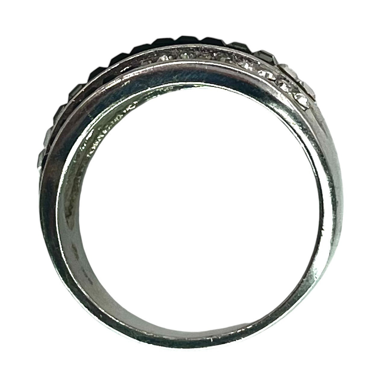 925 Sterling Silver Multi Row Band Ring Size 8.75 CZ Rhinestone Classic Casual