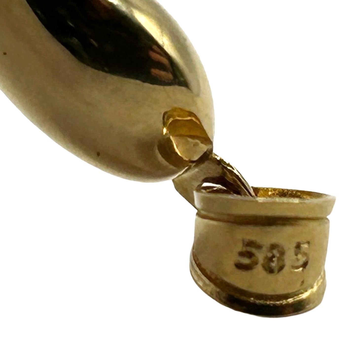 14k Yellow Gold Large Italian Cornicello Horn 38.5mm Long Charm Puffed Pendant