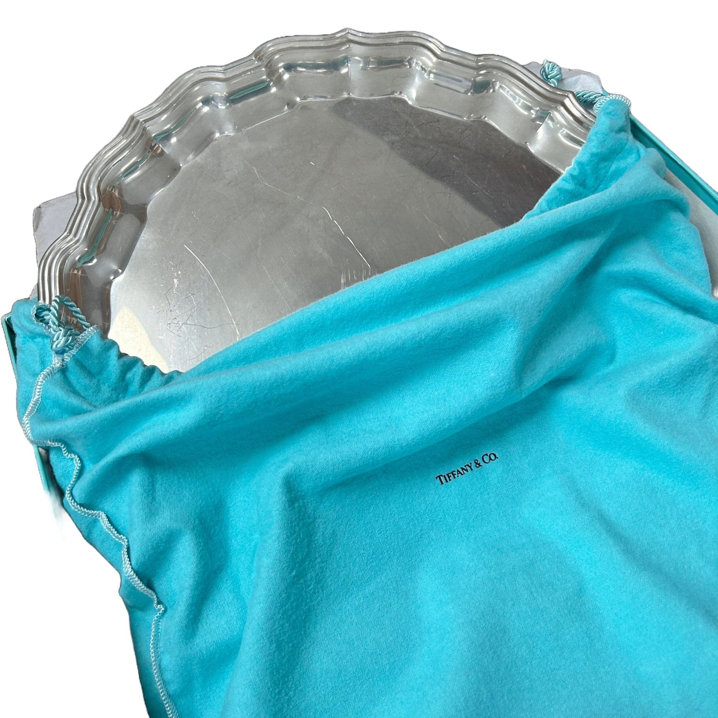 Vintage Tiffany & Co. Handcrafted Pewter Tray/Platter - with Tiffany Bag + Box