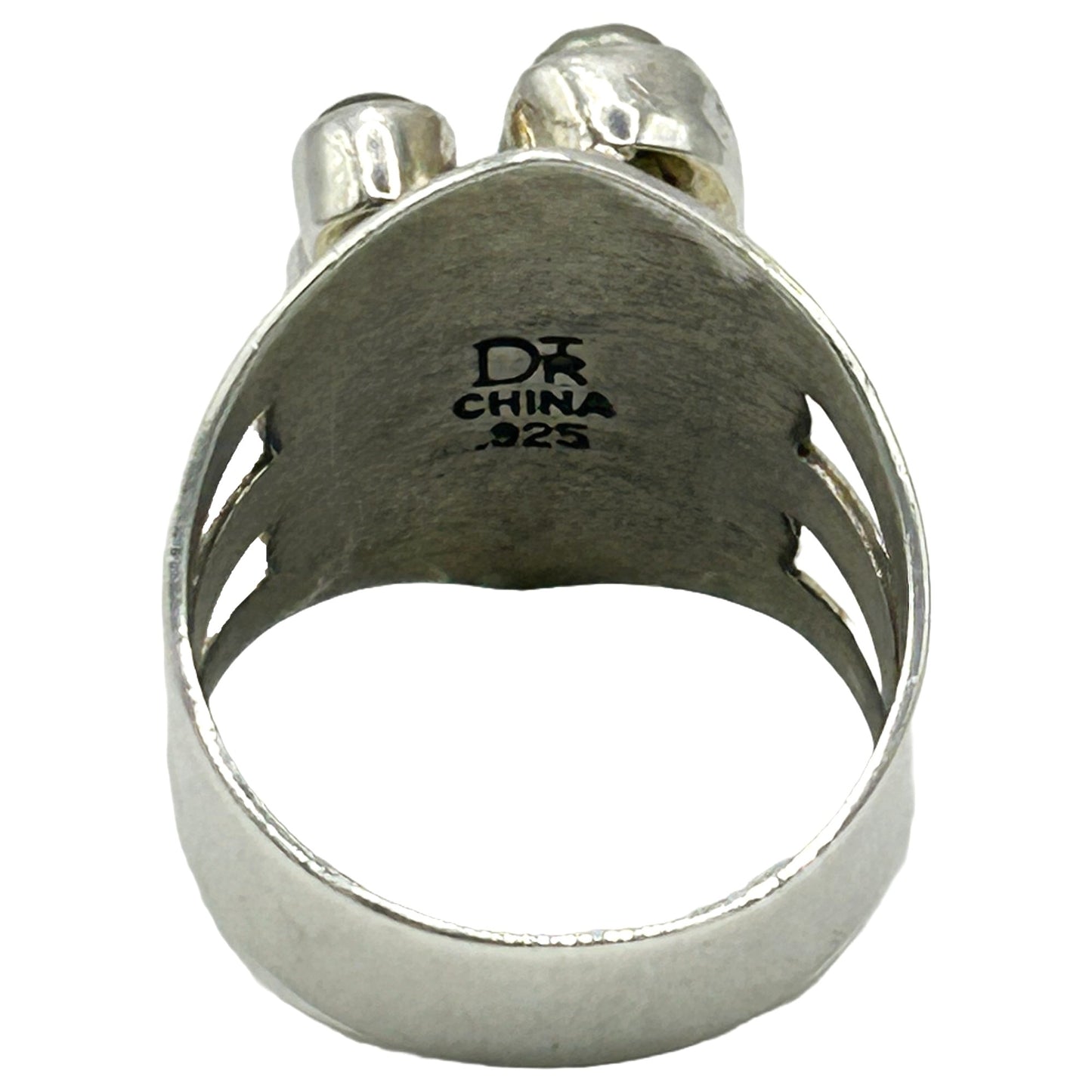DTR Jay King Mine Finds Sterling Silver Abalone & Green Peridot Ring - Size 10