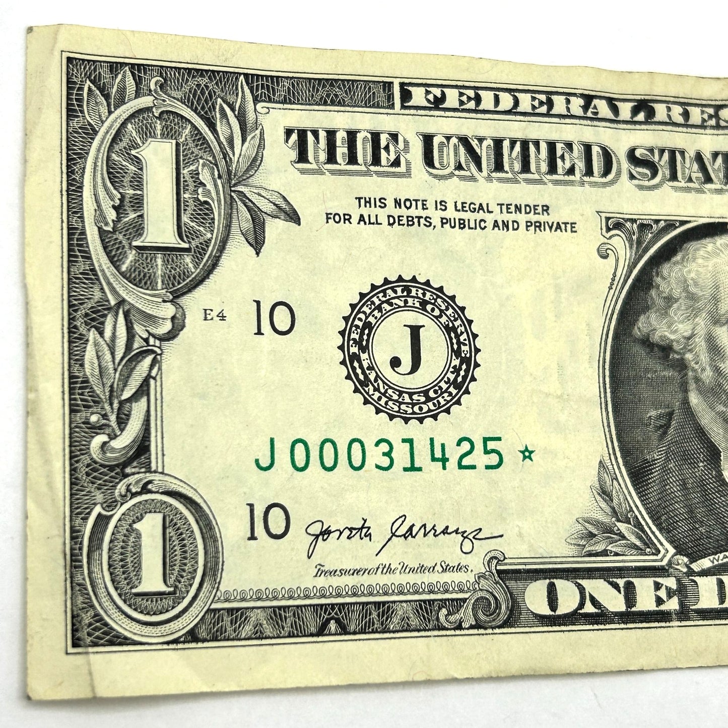 2017 $1 Star Note with Low Serial Number - J00031425☆