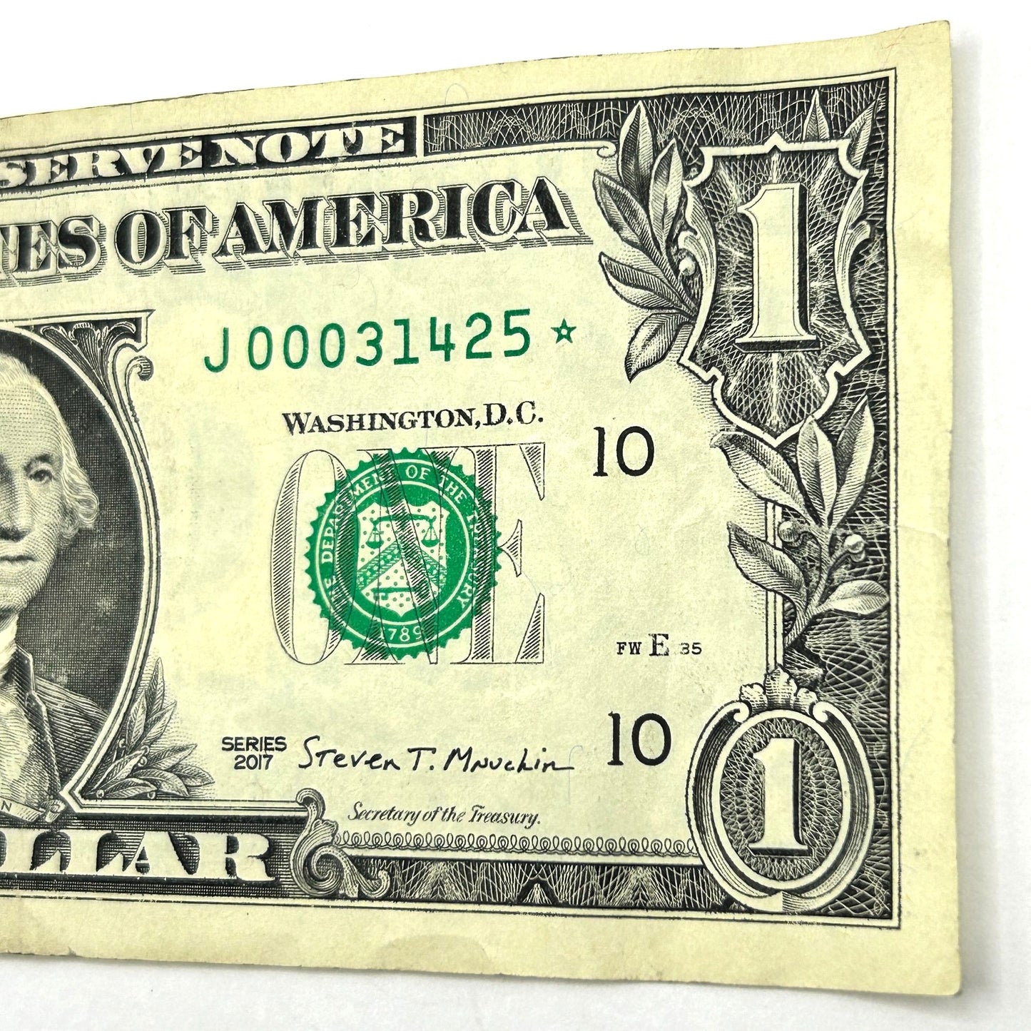 2017 $1 Star Note with Low Serial Number - J00031425☆