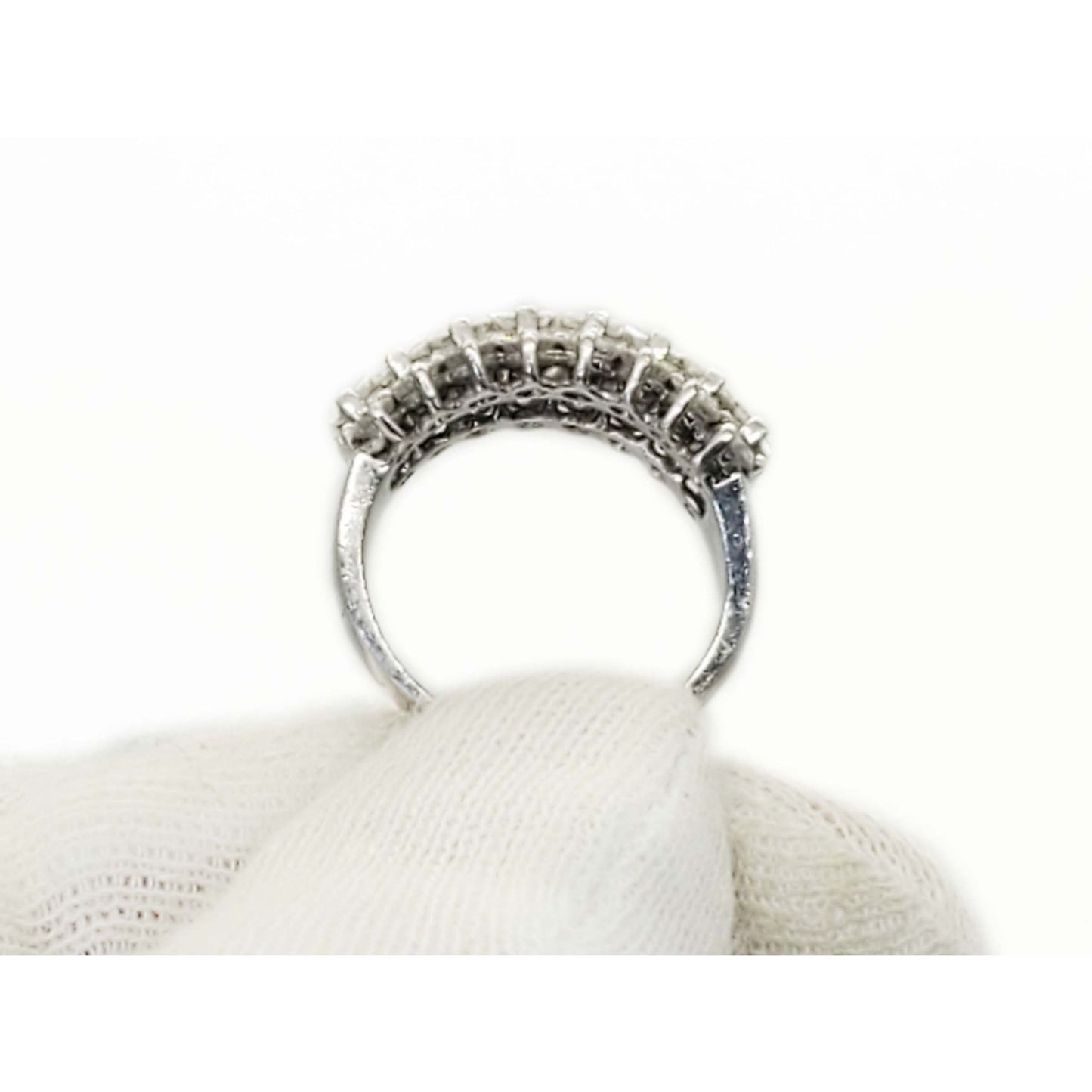 1.97 ctw Natural Diamond 3-Row Style Ring Platinum Size 5.5