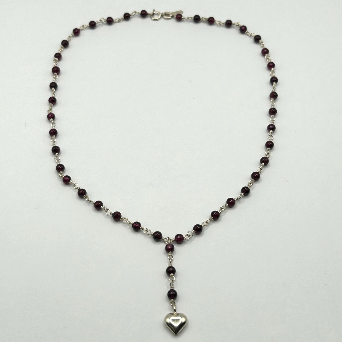 Garnet and 925 Sterling Silver 16" Y-Drop Necklace 3.9mm Beads