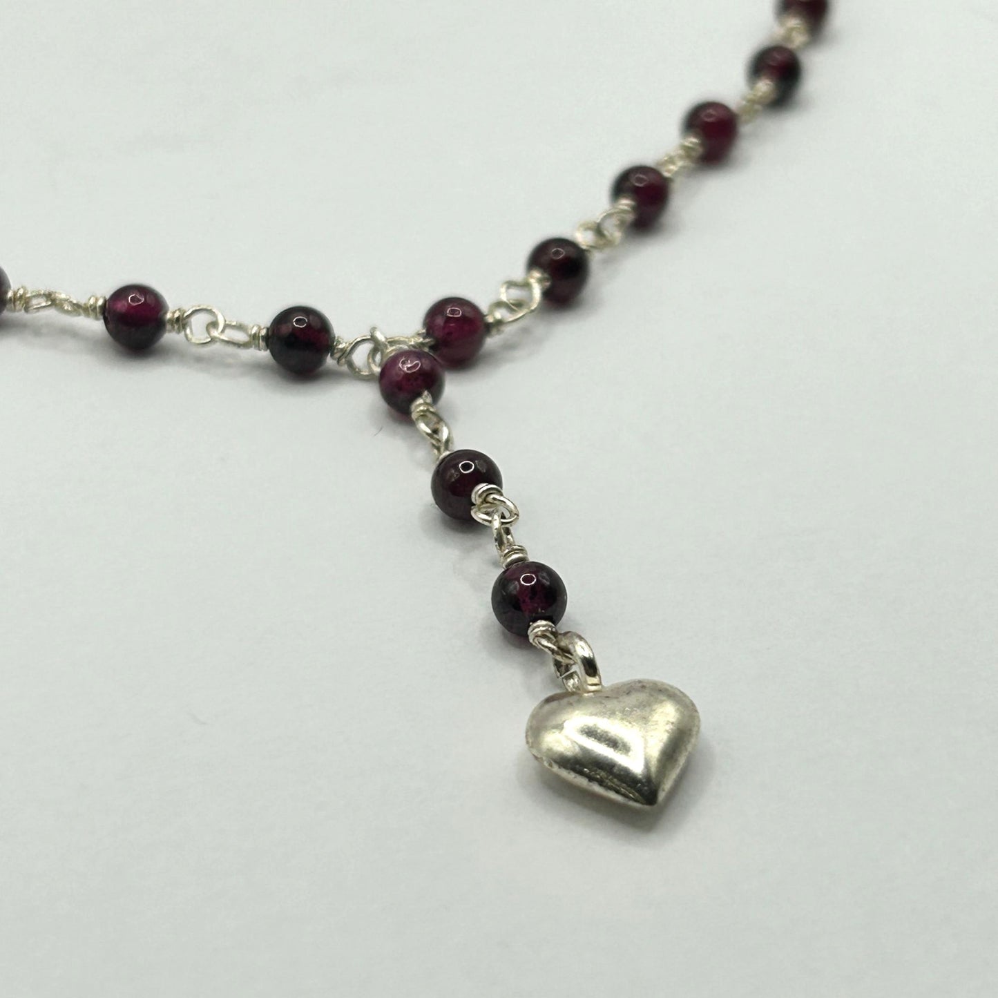 Garnet and 925 Sterling Silver 16" Y-Drop Necklace 3.9mm Beads