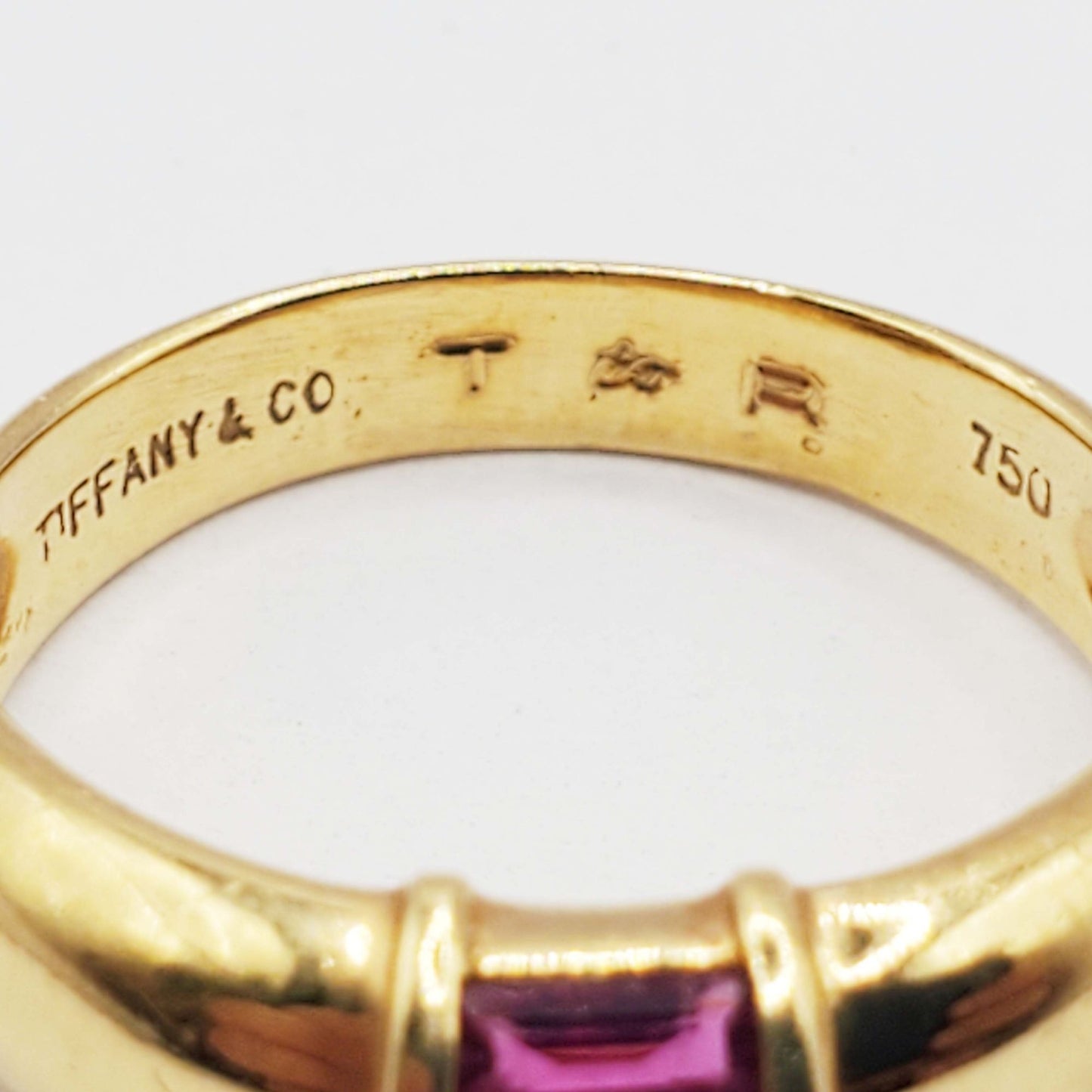 Tiffany & Co 3-Stone Baguette Ruby Ring 18k Gold Size 6.5
