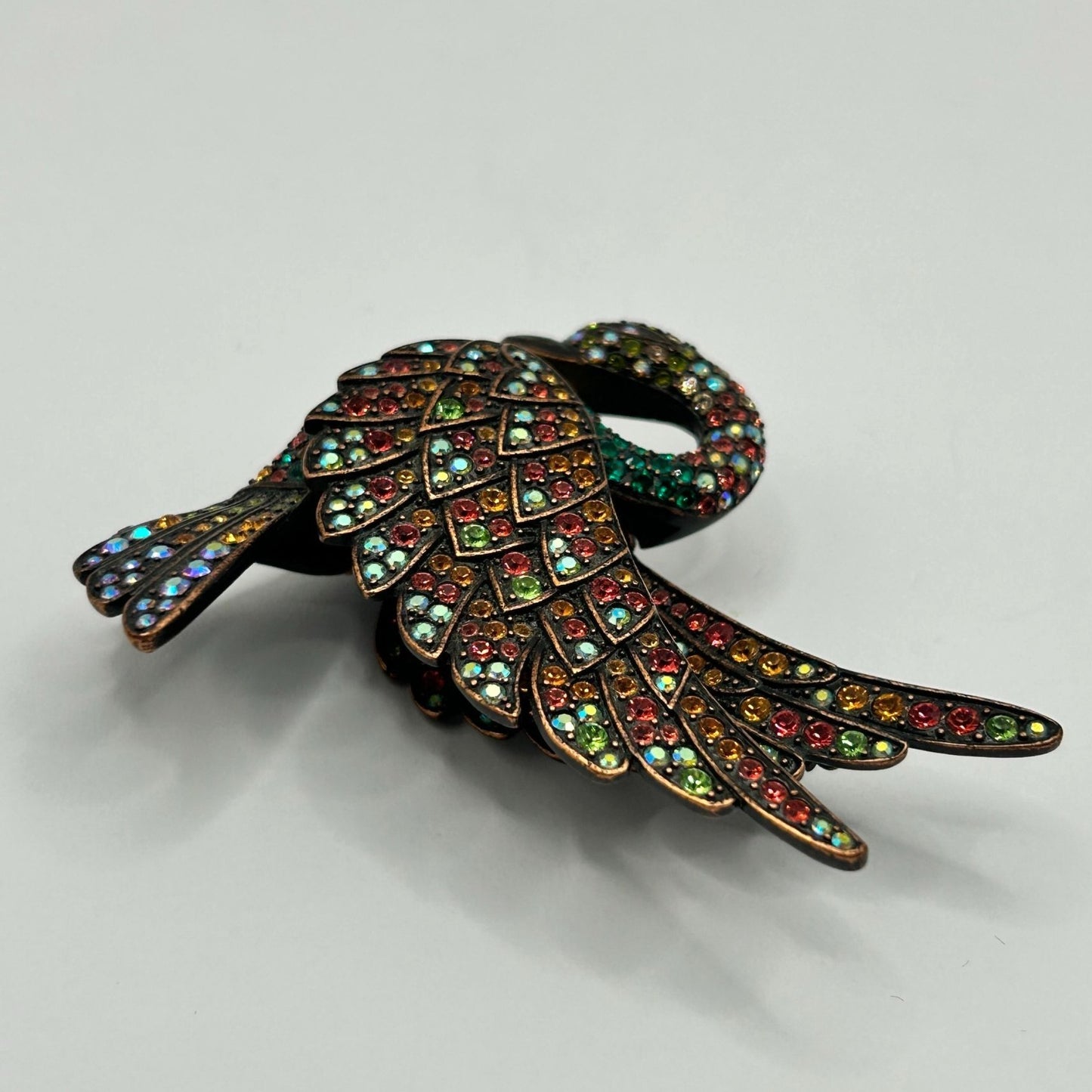 Vintage Joan Rivers Multi Crystal & Big Belly Stone Swan Pin
