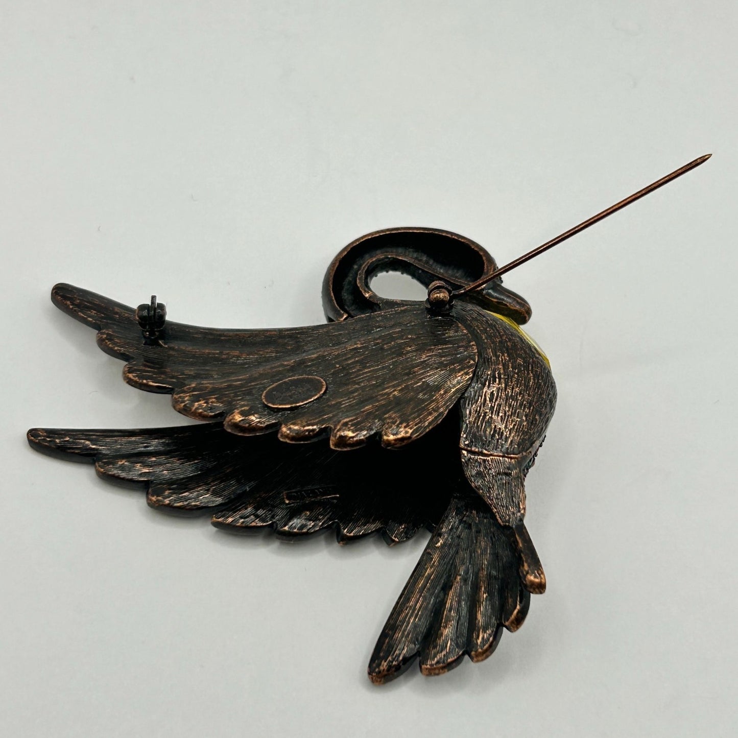 Vintage Joan Rivers Multi Crystal & Big Belly Stone Swan Pin
