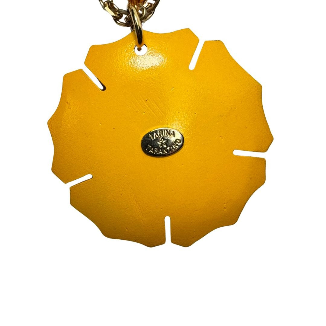 Vintage Tarina Tarantino Orange Purple Flower Leaf 28.68" Costume Necklace