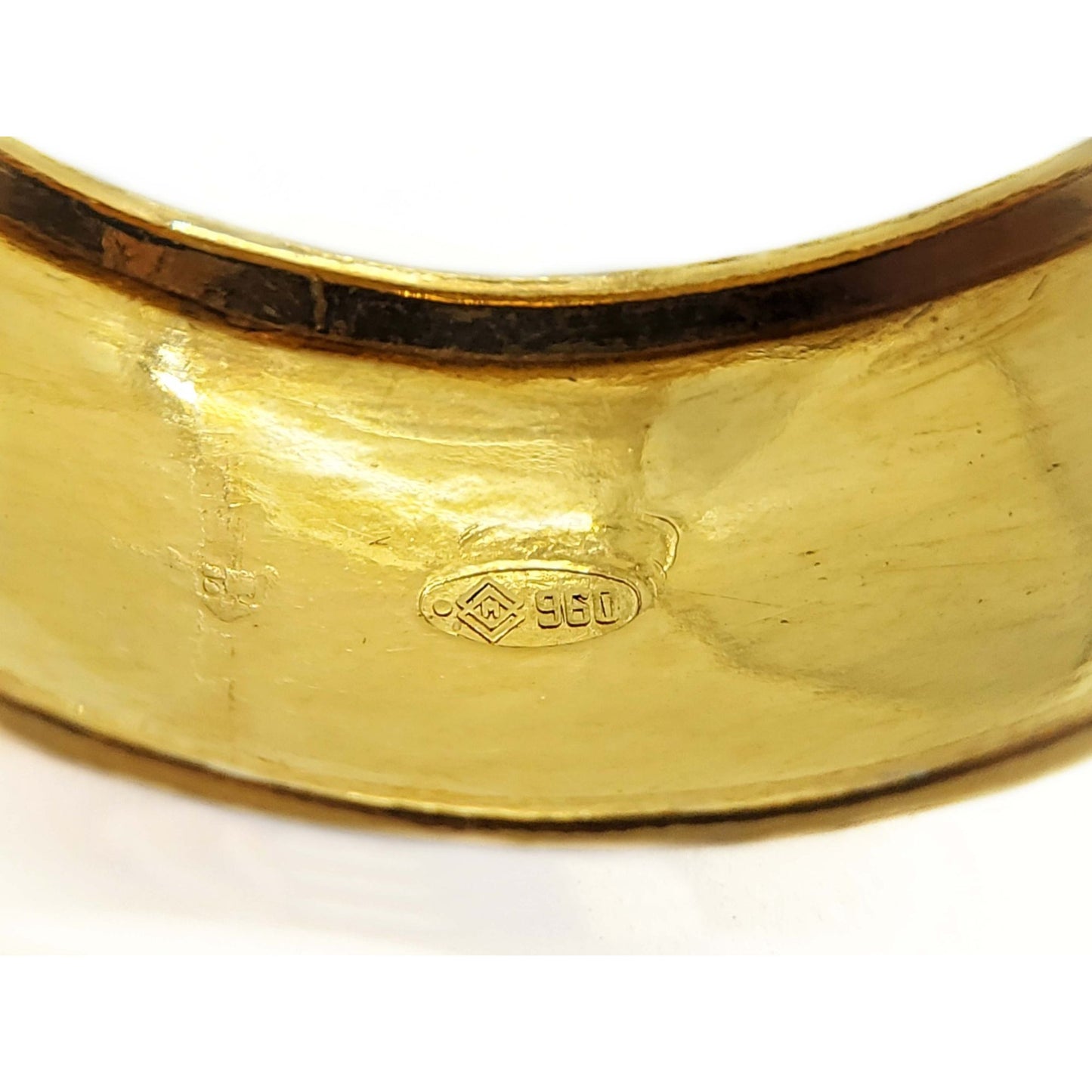9mm Wide Band Ring 960 23k Gold Size 9.5 BJ Designer