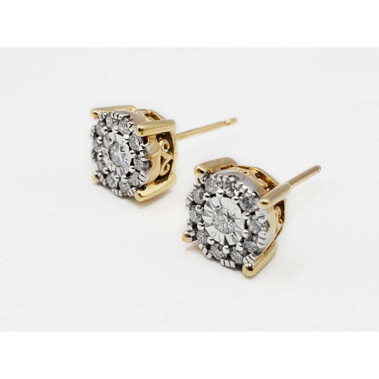 0.33 ctw Natural Diamond Cluster Stud Earrings 14k Gold UD
