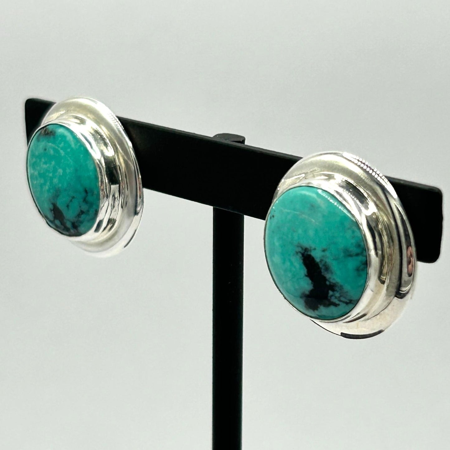 Jay King Sterling Silver Navajo Circular Stud Earrings - Hand Stamped 925 - 9mm