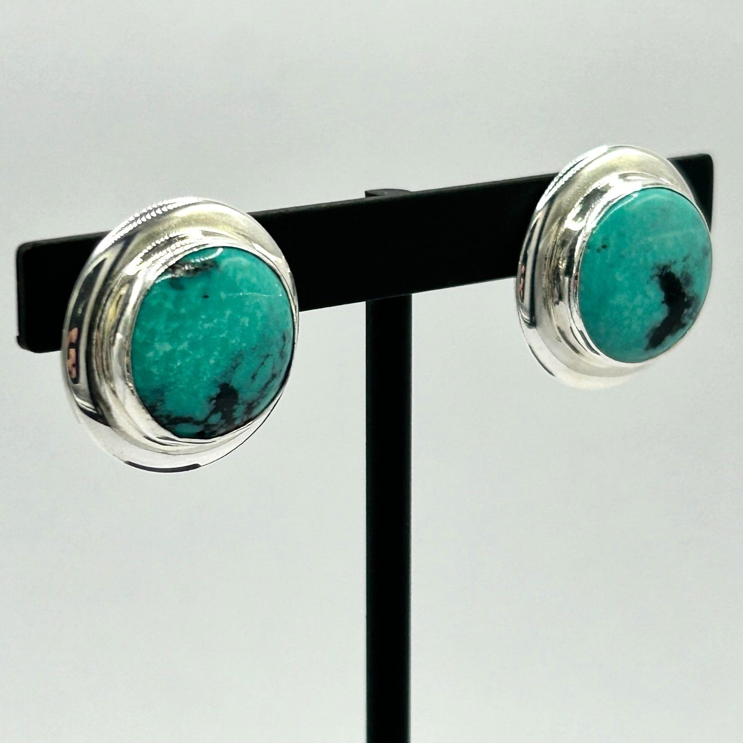 Jay King Sterling Silver Navajo Circular Stud Earrings - Hand Stamped 925 - 9mm