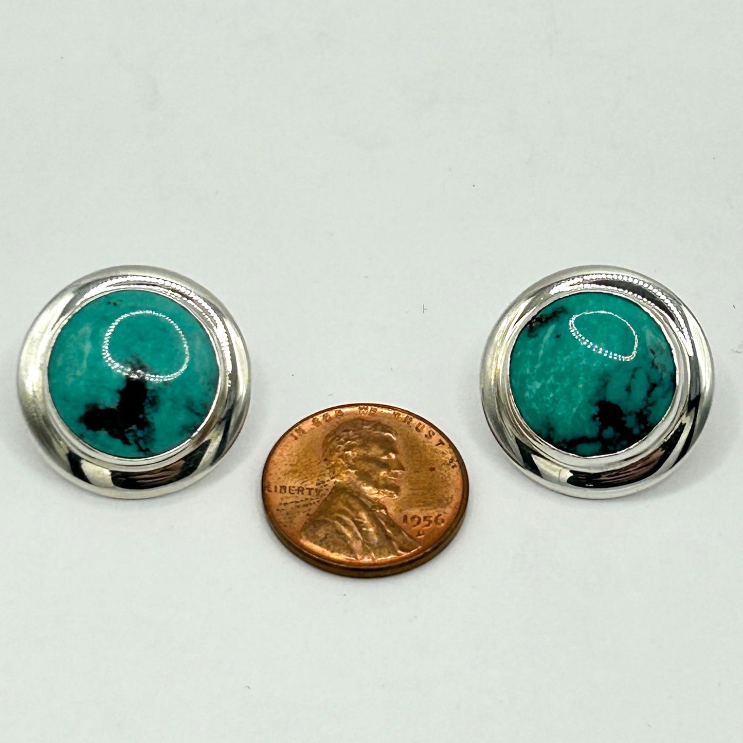 Jay King Sterling Silver Navajo Circular Stud Earrings - Hand Stamped 925 - 9mm