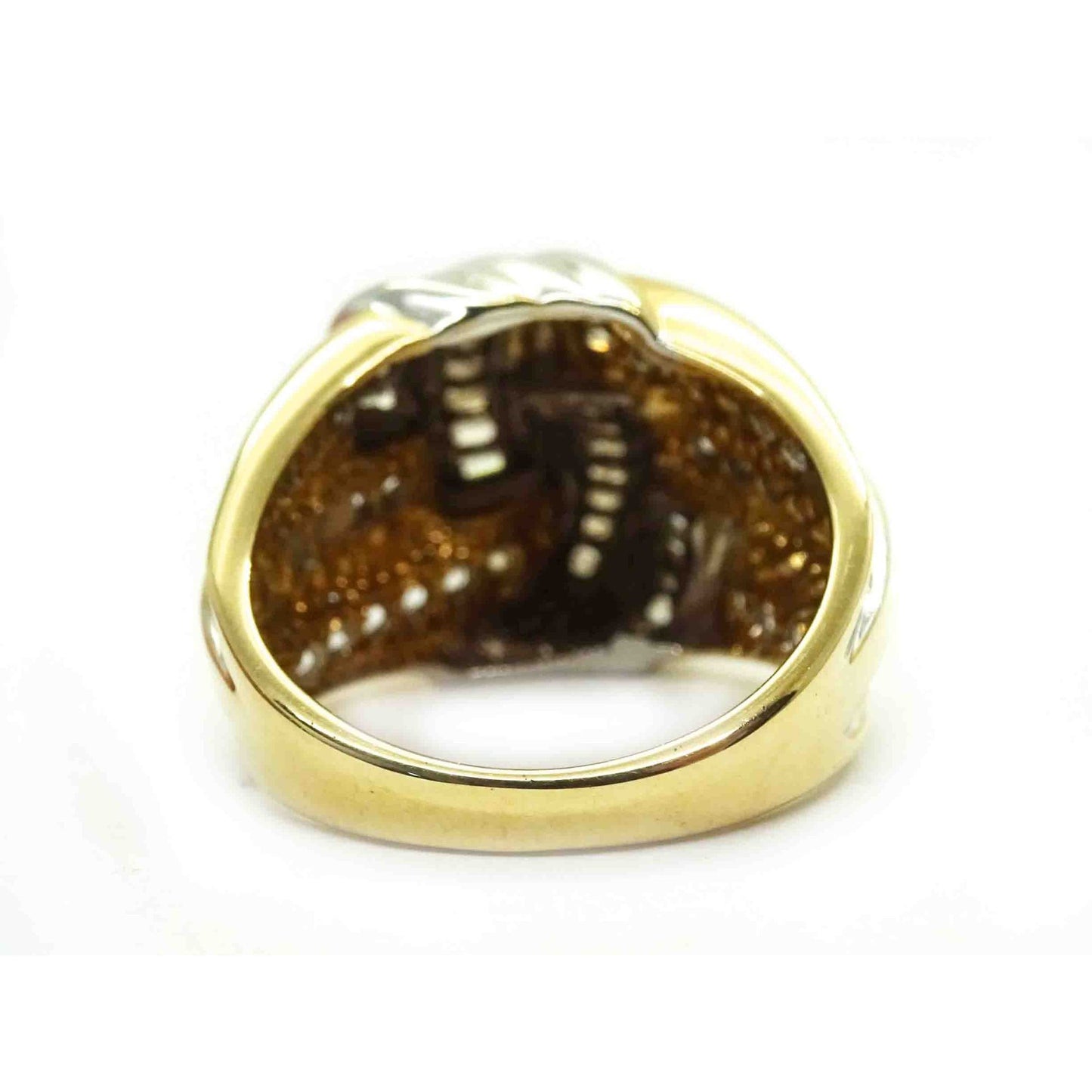 Natural Diamond Weave Design Cocktail Ring 14k Two-Tone Gold Size 7
