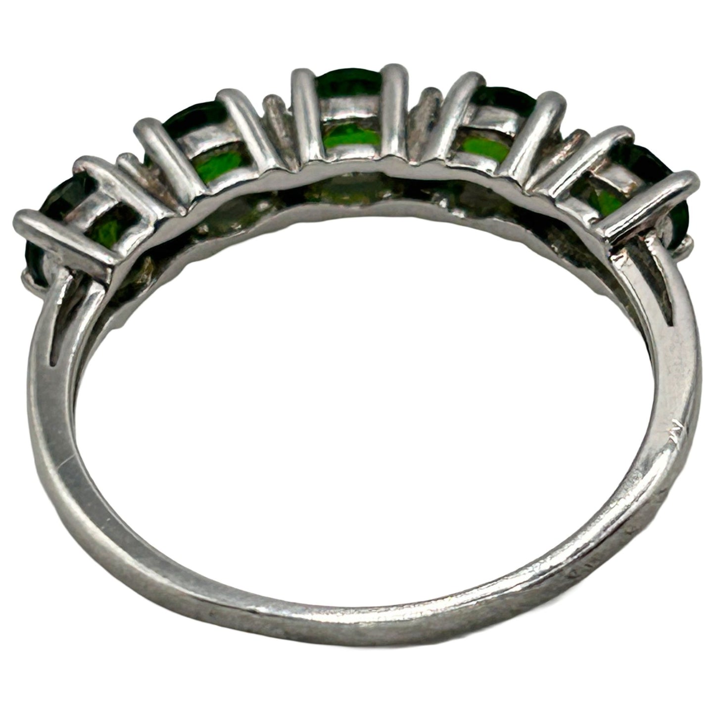 Chromium Diopside with White Topaz Rhodium Plated Sterling Silver Ring - Size 9