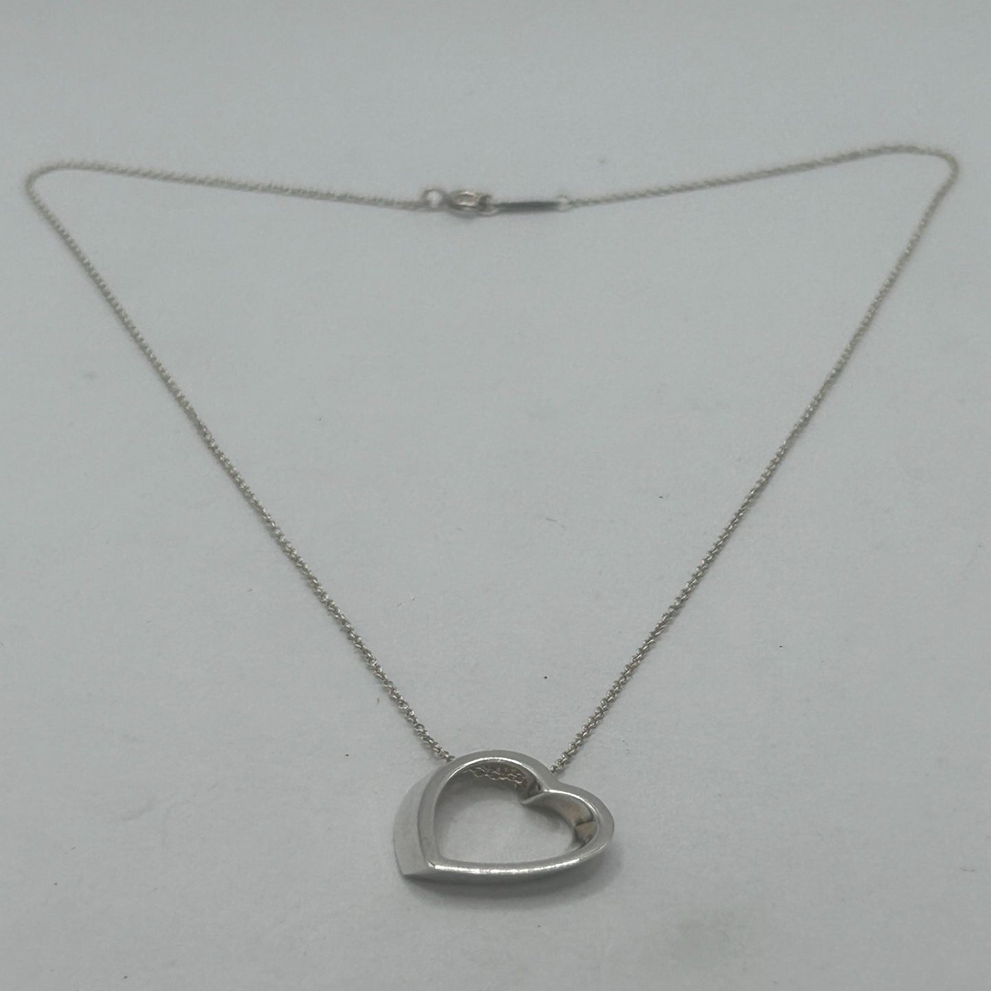 Vintage Tiffany & Co. 3D Geometric Open Heart 925 Sterling Silver 16" Necklace
