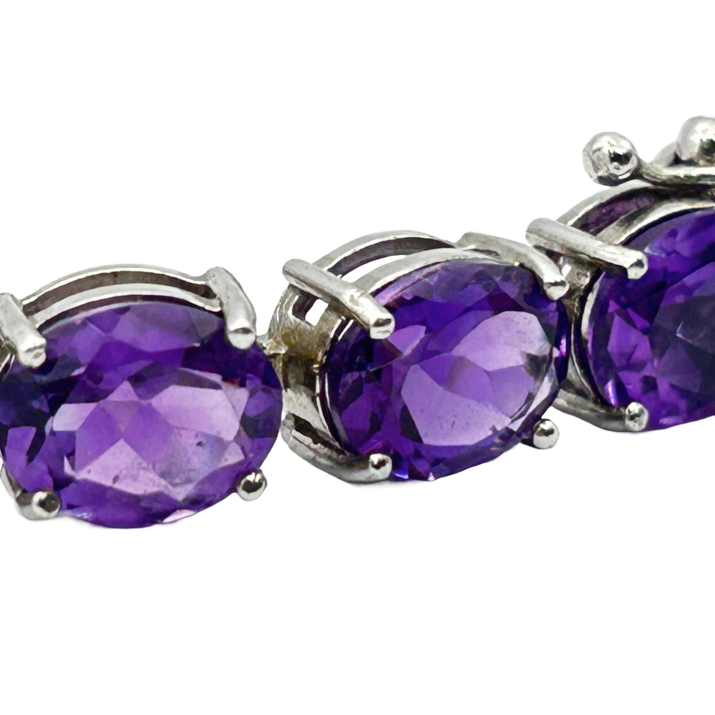 Amethyst/Sterling Dahlia Gemstone 7.5" Tennis Bracelet - 20 Stones