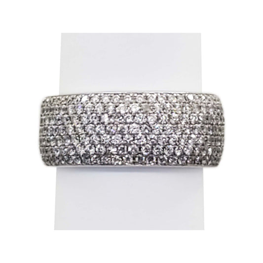 2.5 ctw Natural Diamond Pave Band Ring 18k White Gold Size 5.5