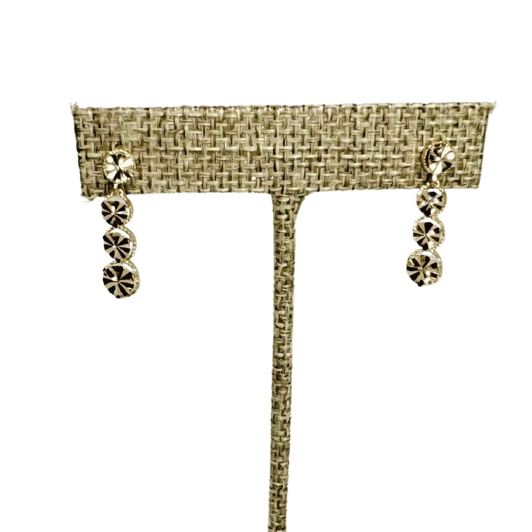14k Yellow Gold 4 Tier Drop Dangle Earrings