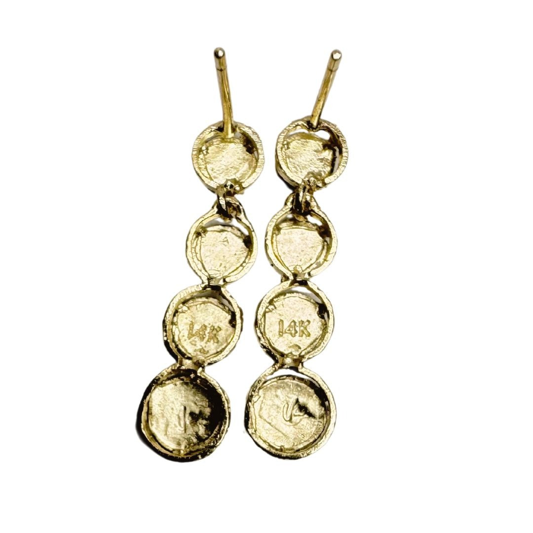 14k Yellow Gold 4 Tier Drop Dangle Earrings