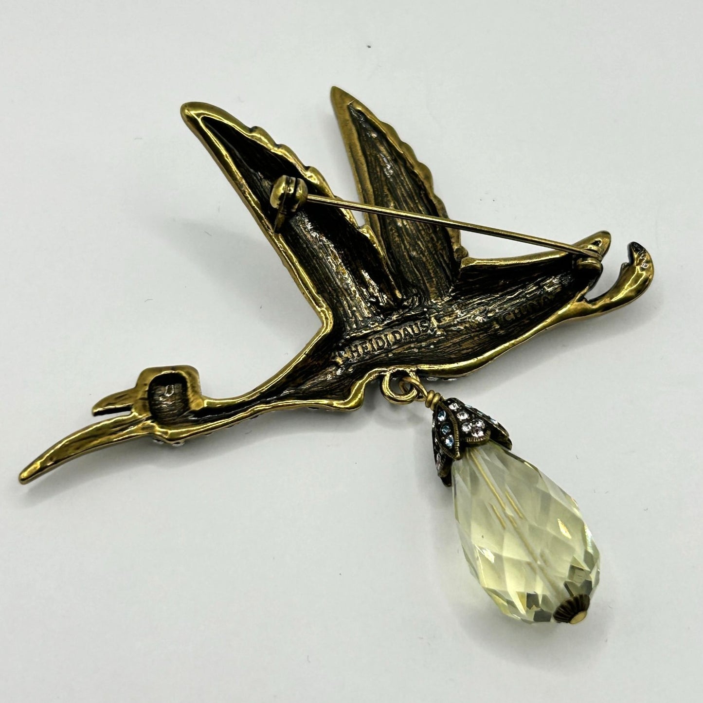 HEIDI DAUS®"A Very Special Delivery" Beaded Crystal Stork Pin/Brooch