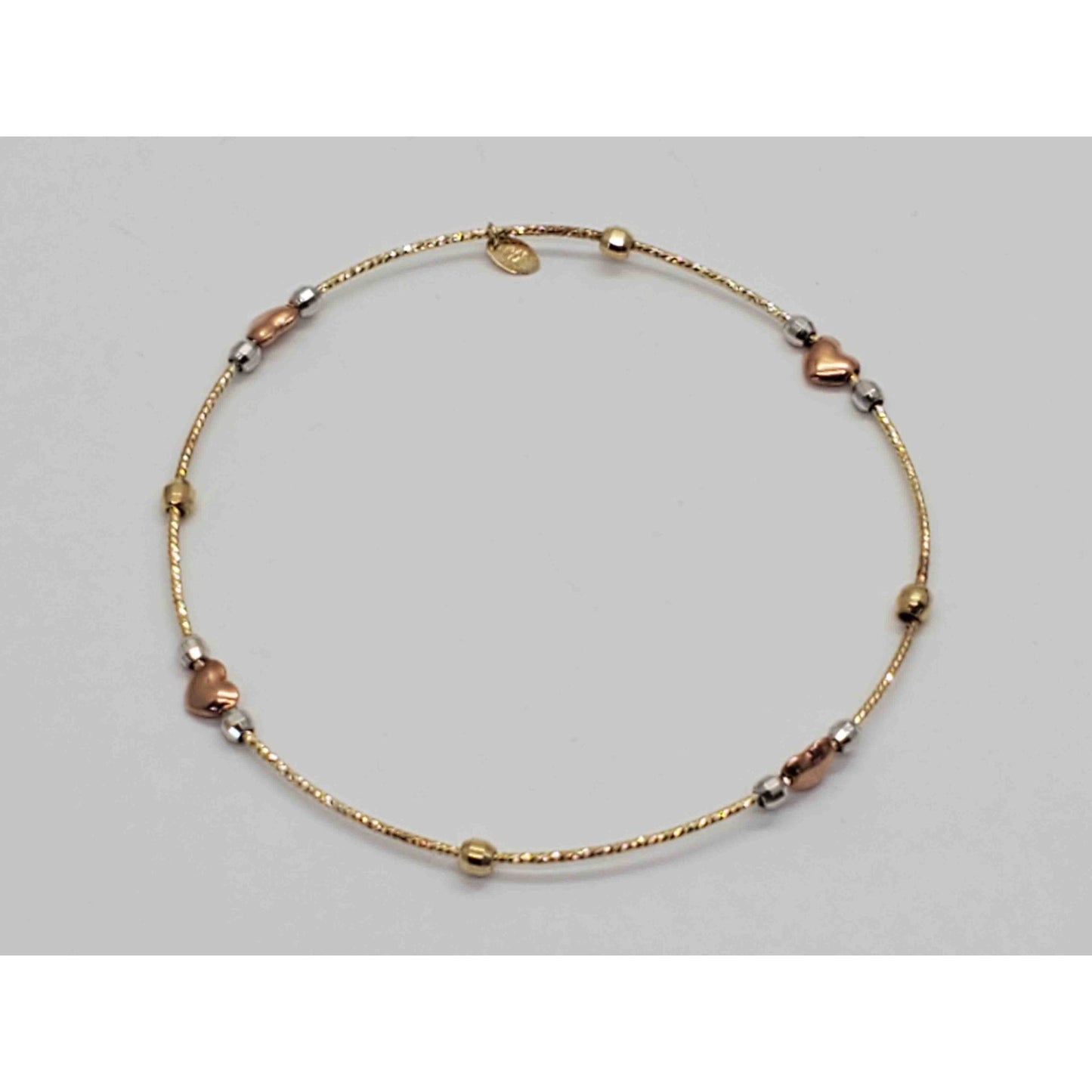 Heart Charm Bead Love Bracelet 14k Multi-Tone Gold