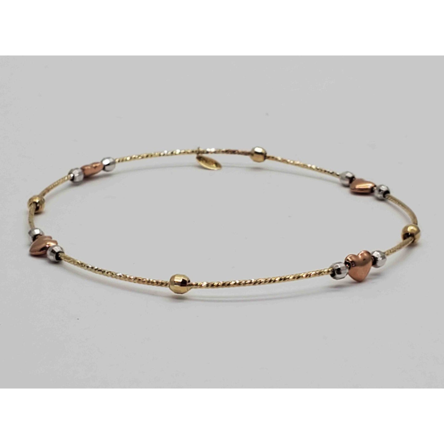 Heart Charm Bead Love Bracelet 14k Multi-Tone Gold