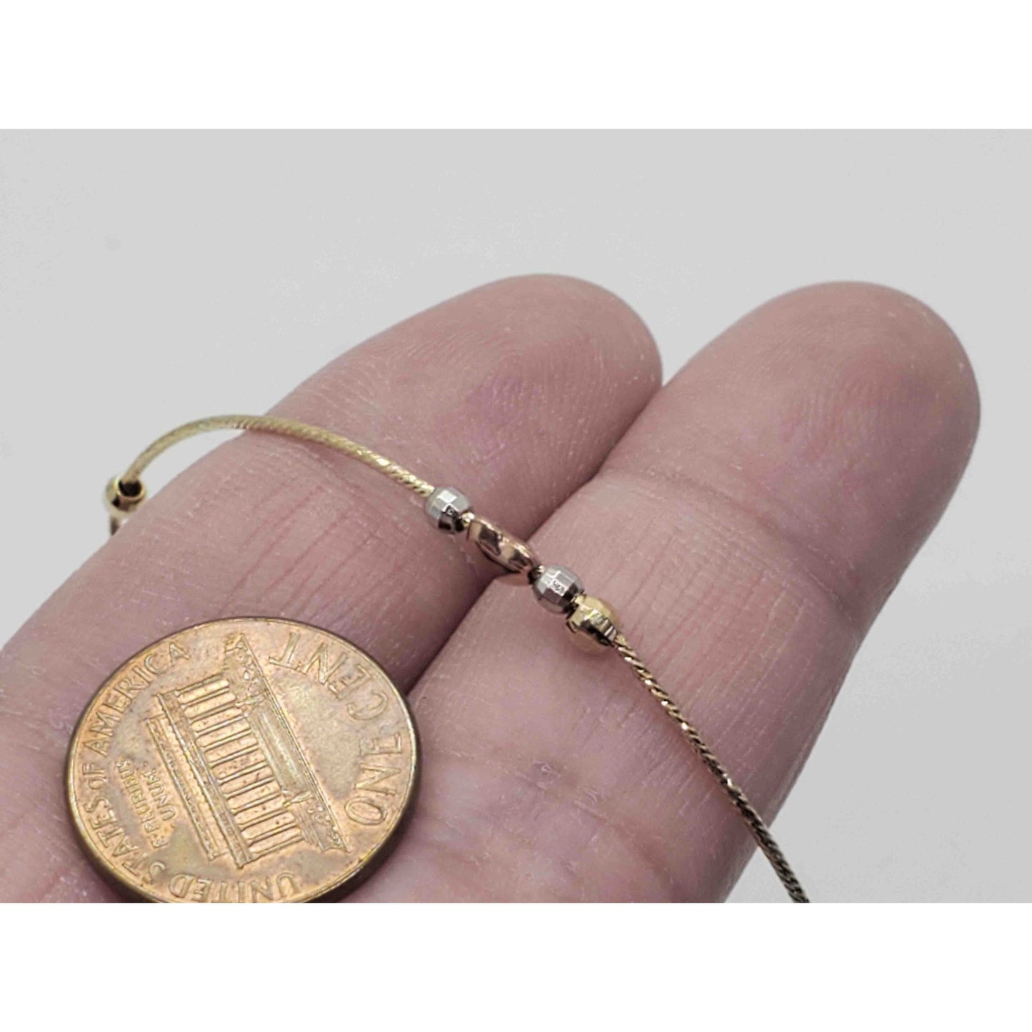 Heart Charm Bead Love Bracelet 14k Multi-Tone Gold