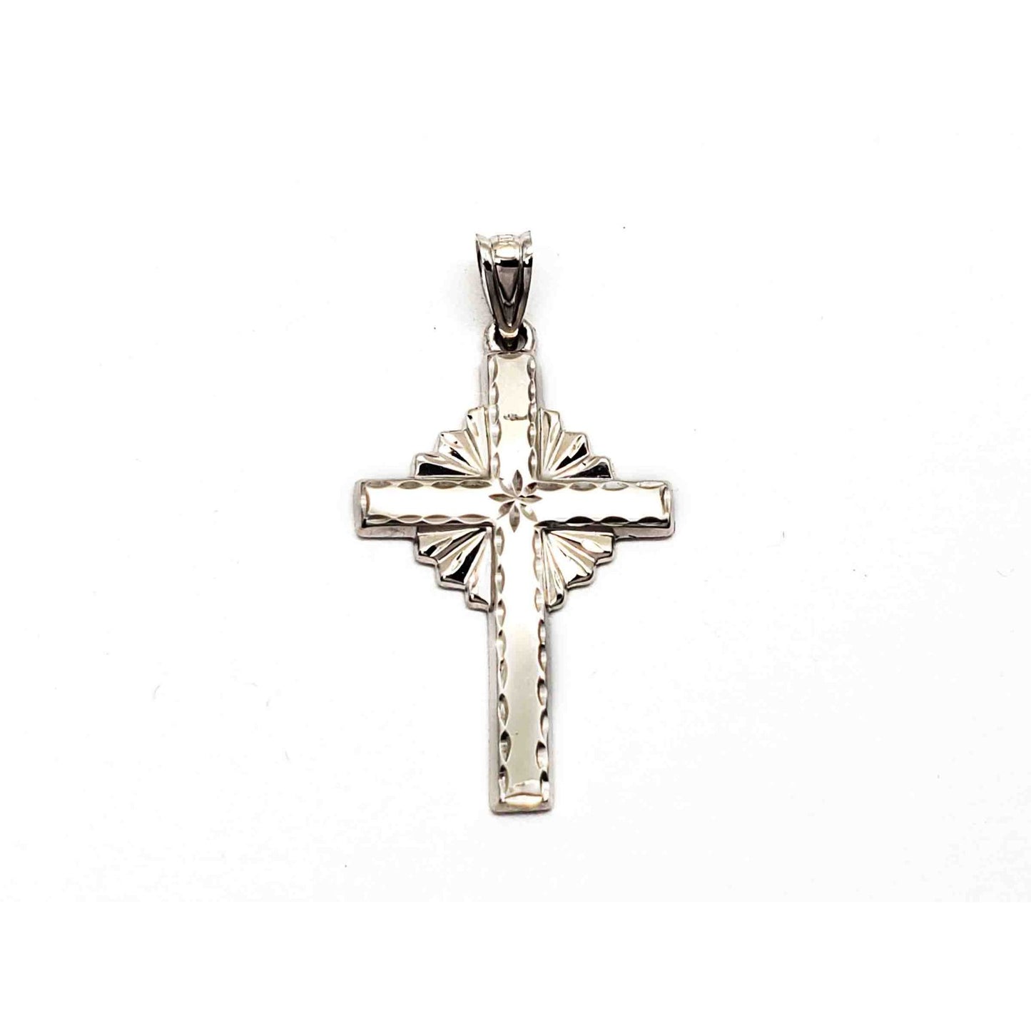 Michael Anthony Cross Halo Style Charm Pendant 10k White Gold