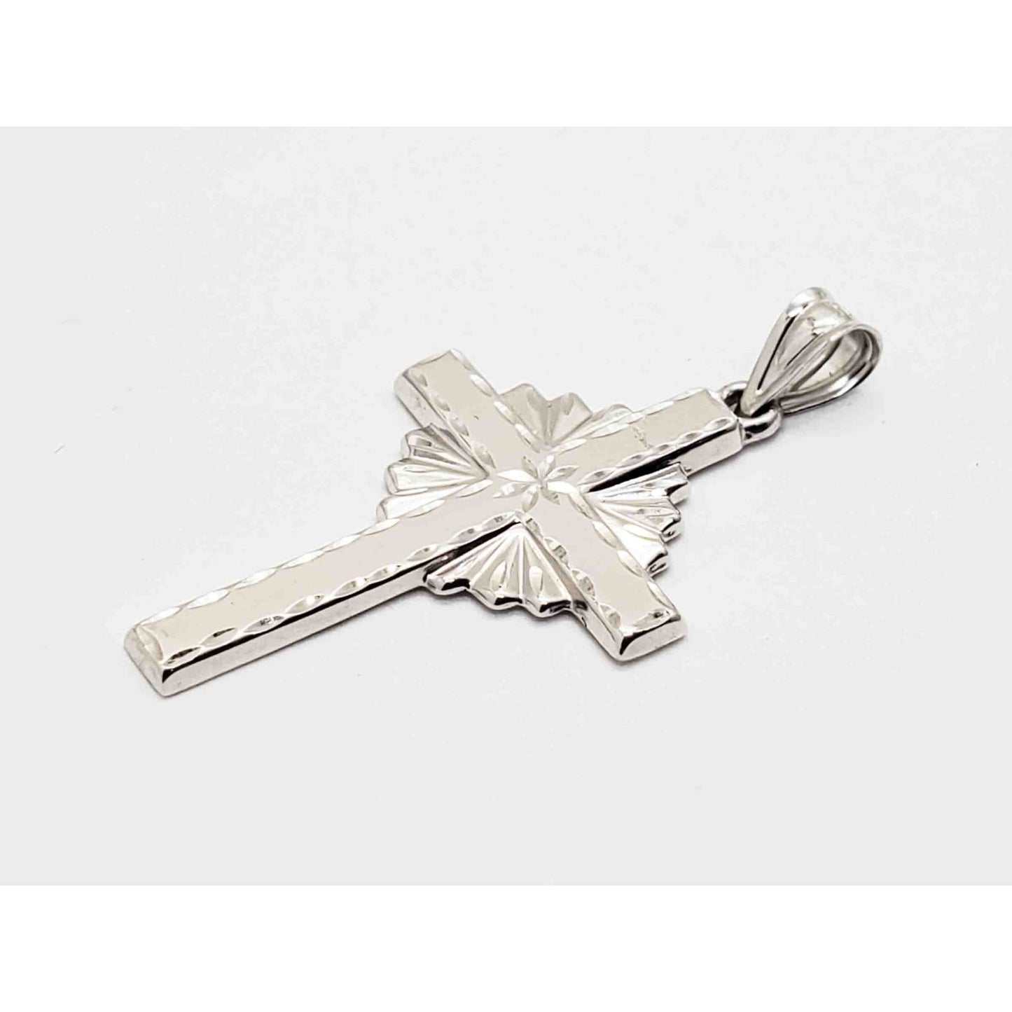 Michael Anthony Cross Halo Style Charm Pendant 10k White Gold