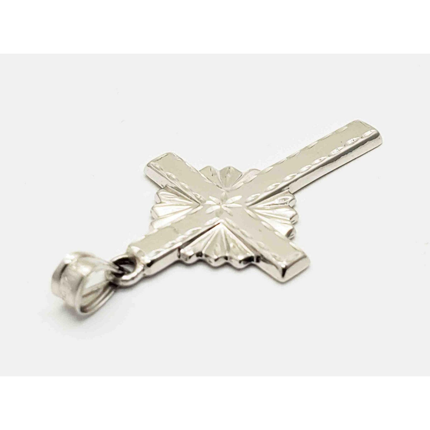 Michael Anthony Cross Halo Style Charm Pendant 10k White Gold