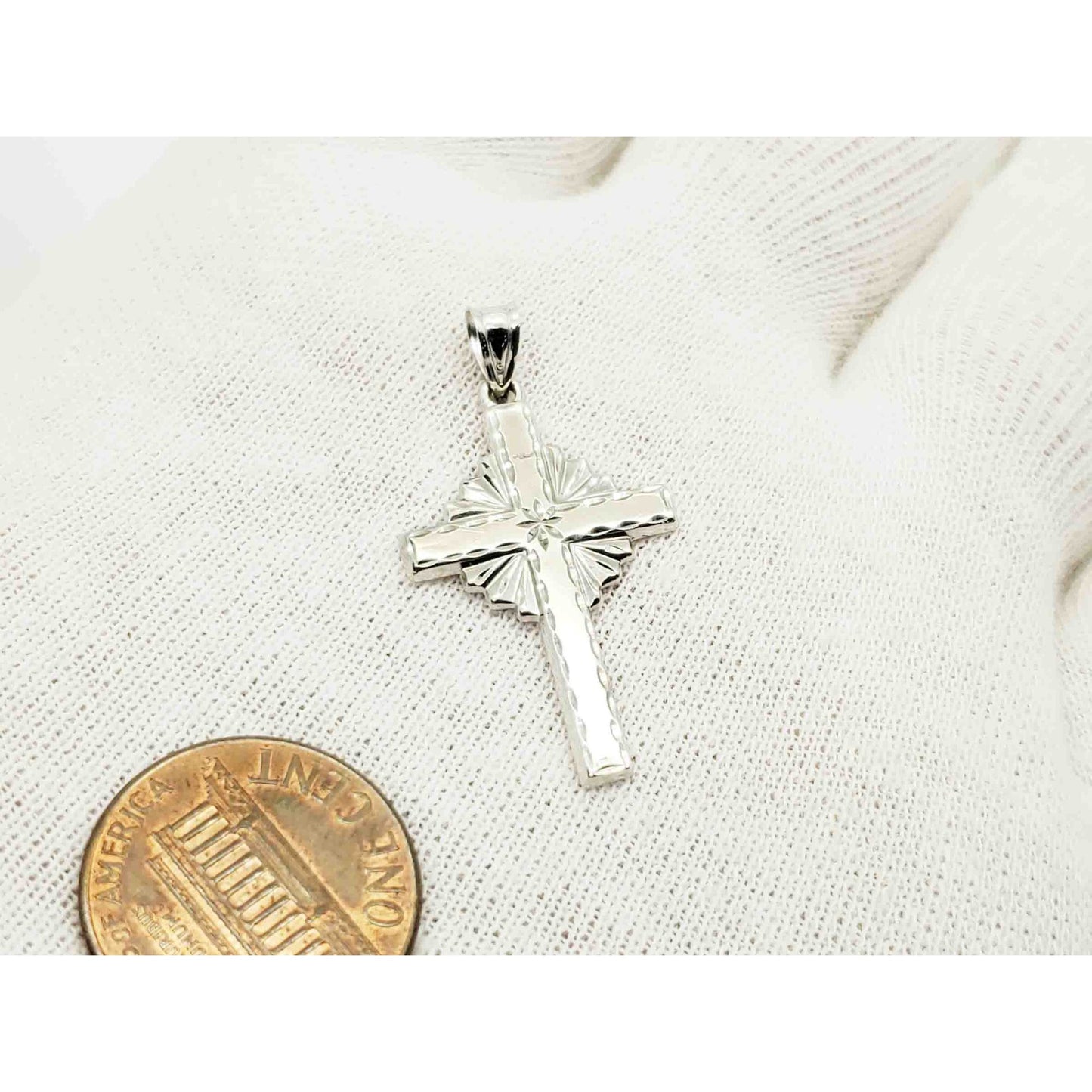 Michael Anthony Cross Halo Style Charm Pendant 10k White Gold