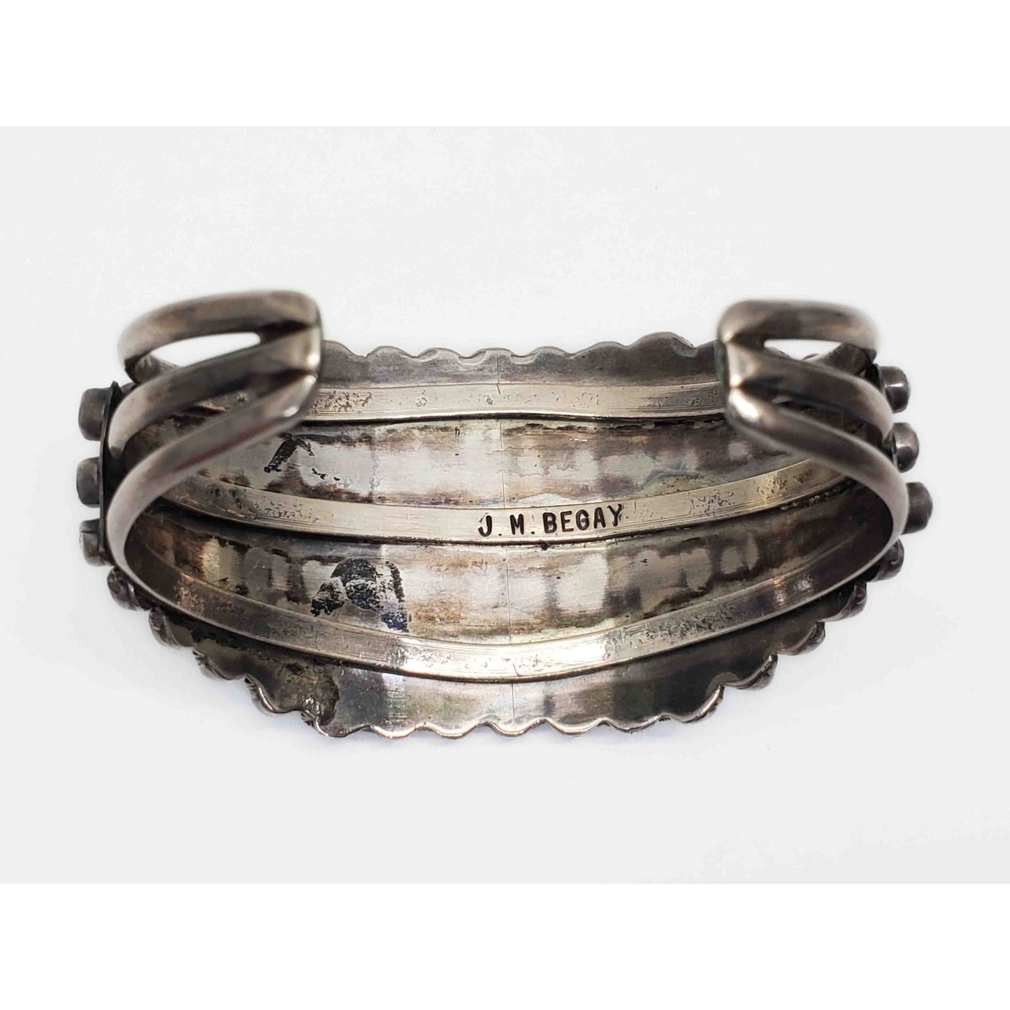 Vintage J.M. Begay Navajo Native American Petit Point Turquoise Cuff Sterling