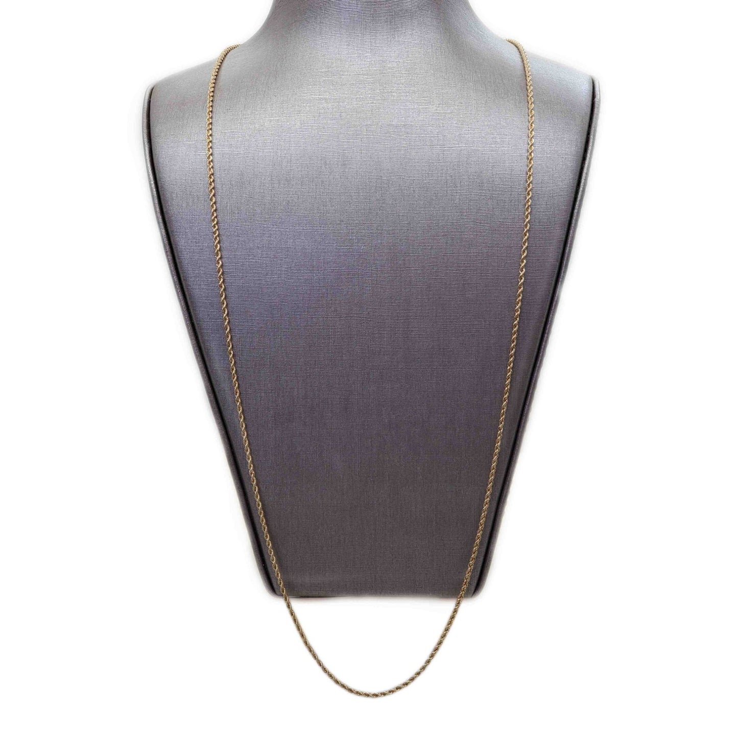 1.8mm Wide Rope Chain Necklace 14k Gold 28" Extra Long
