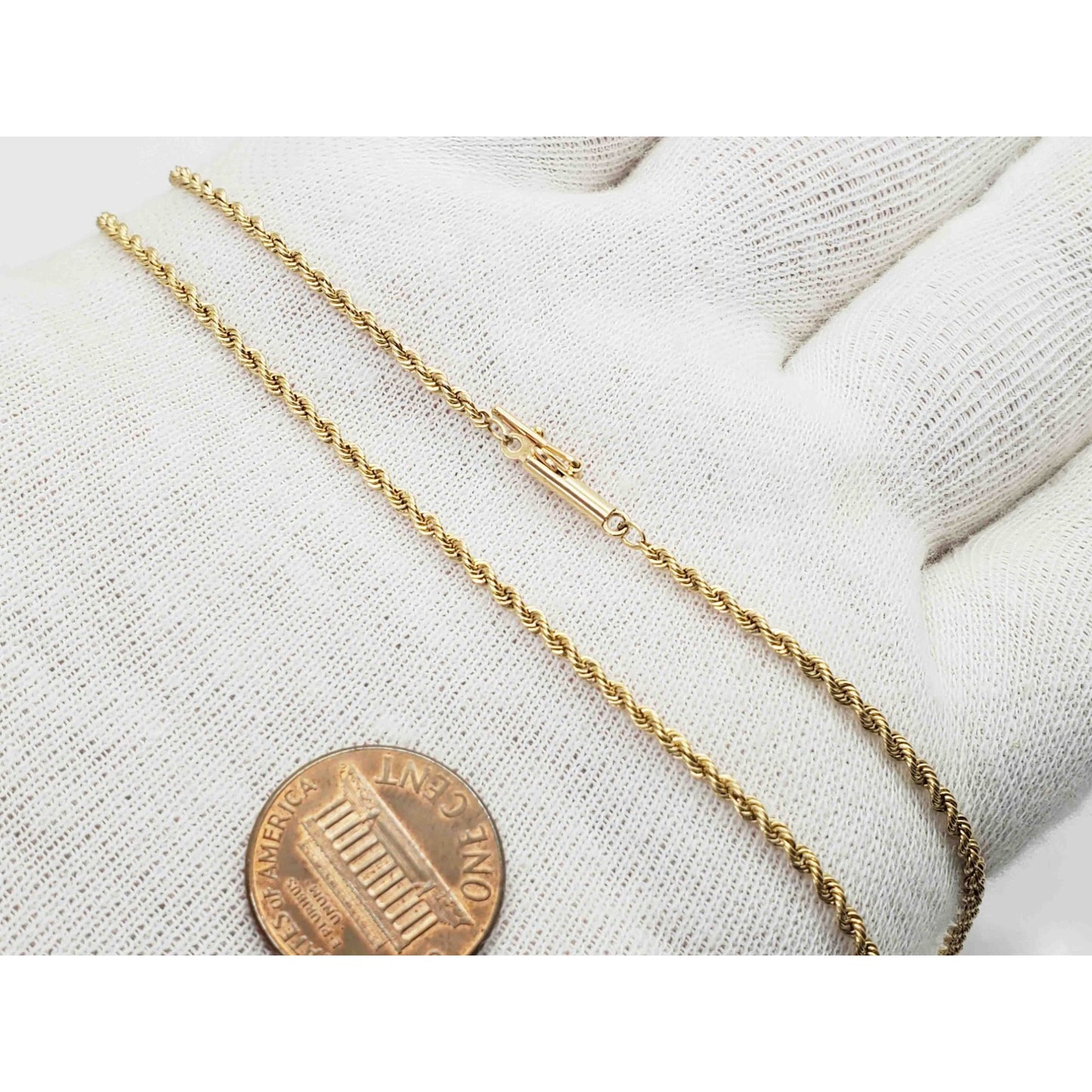 1.8mm Wide Rope Chain Necklace 14k Gold 28" Extra Long