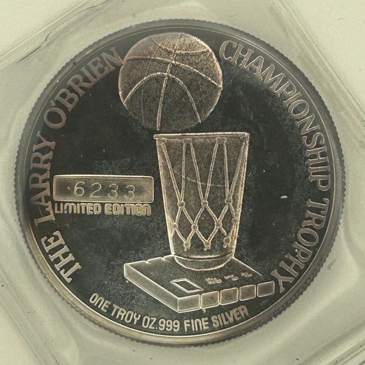 1993 Larry O’ Brien Silver Coin Chicago Bulls Three-Peat 1 Oz .999 Silver #6233
