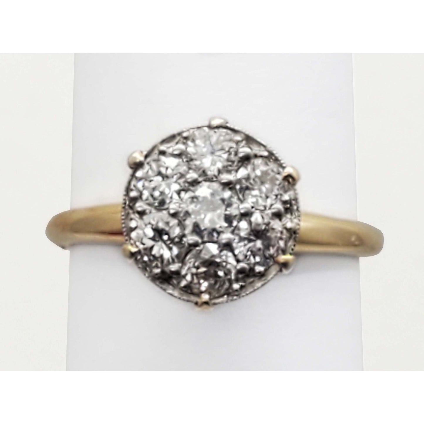 0.70 ctw Natural Diamond Raised Cluster Style Band Ring 14k Gold Size 7.5