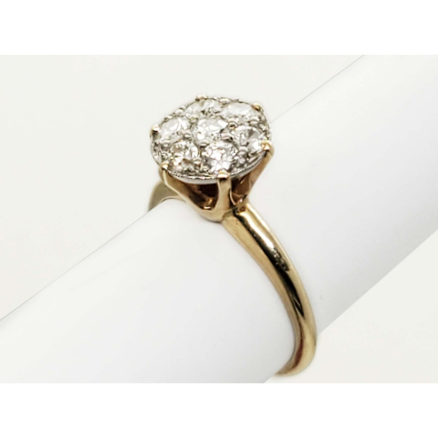 0.70 ctw Natural Diamond Raised Cluster Style Band Ring 14k Gold Size 7.5